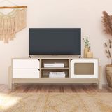 Rack Para Tv 1 Porta E 2 Gavetas Artely Nature Cor Naturale Com Branco
