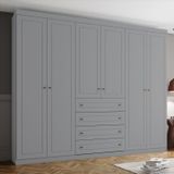 Guarda-Roupa Casal Nova York 6 Portas 4 Gavetas Espresso Móveis Cinza