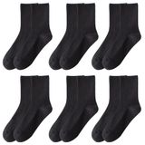 Meias Redondas Marjunsep, Mocassim, Fofo, Algodão, Preto, 6 Pares