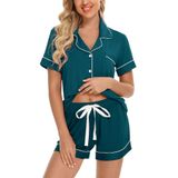 Conjunto De Pijama Feminino Senert Com Decote Em V E Mangas Curtas, Verde, Tamanho L