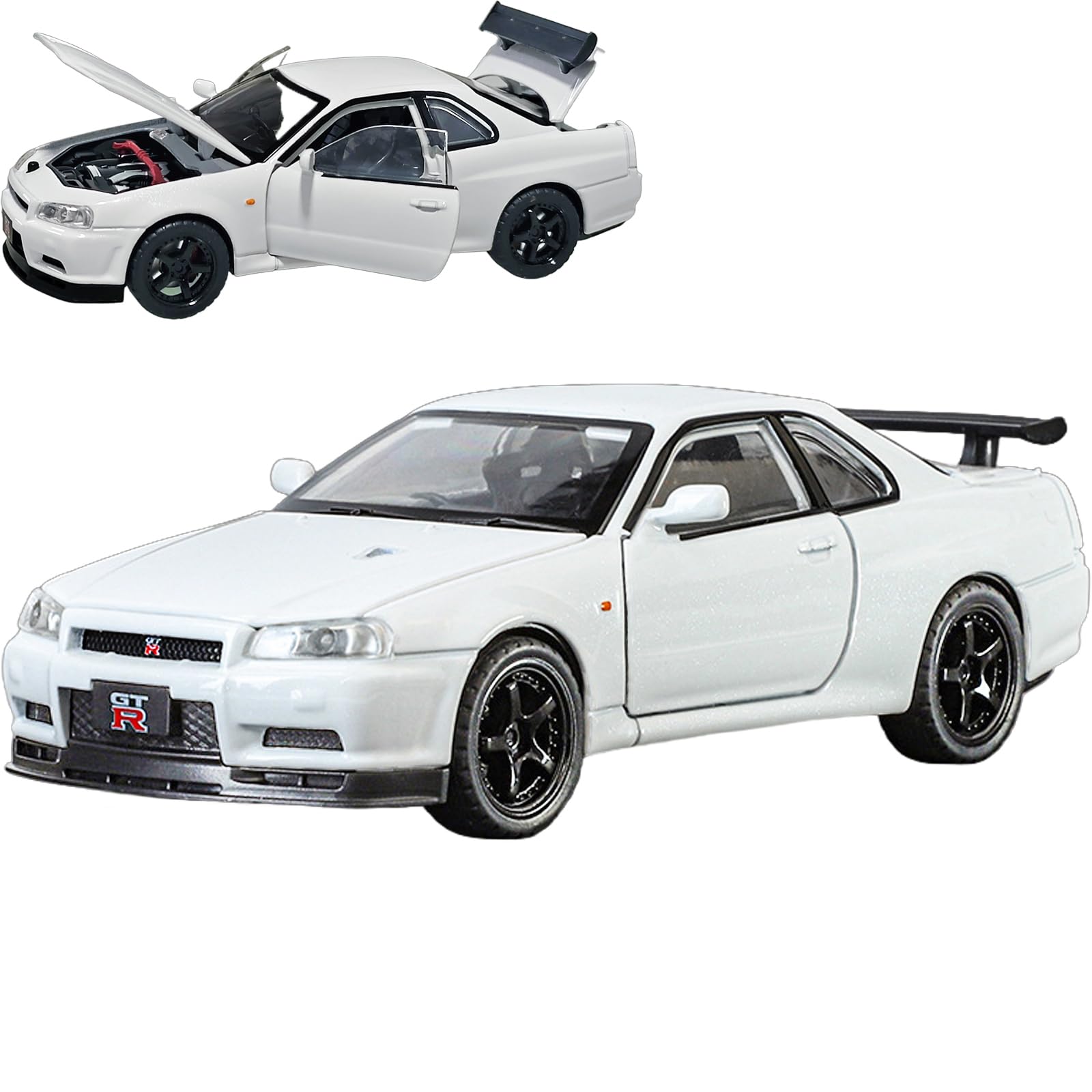 Carro De Brinquedo Erbadihago Nissan Skyline Gtr R34 1/32 Fundido Sob Pressão Com Luz