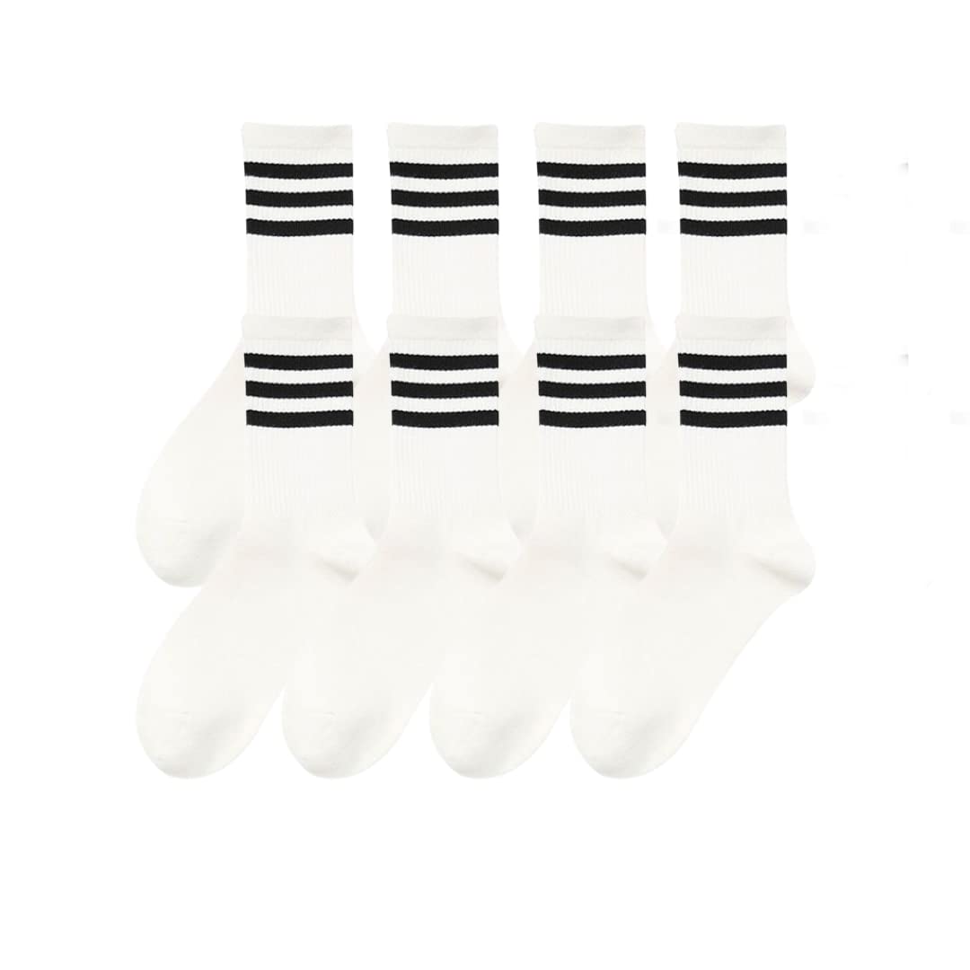 Meias De Algodão Listrado Oguoy, Tubo Médio, Primavera, Verão, 8 Pares