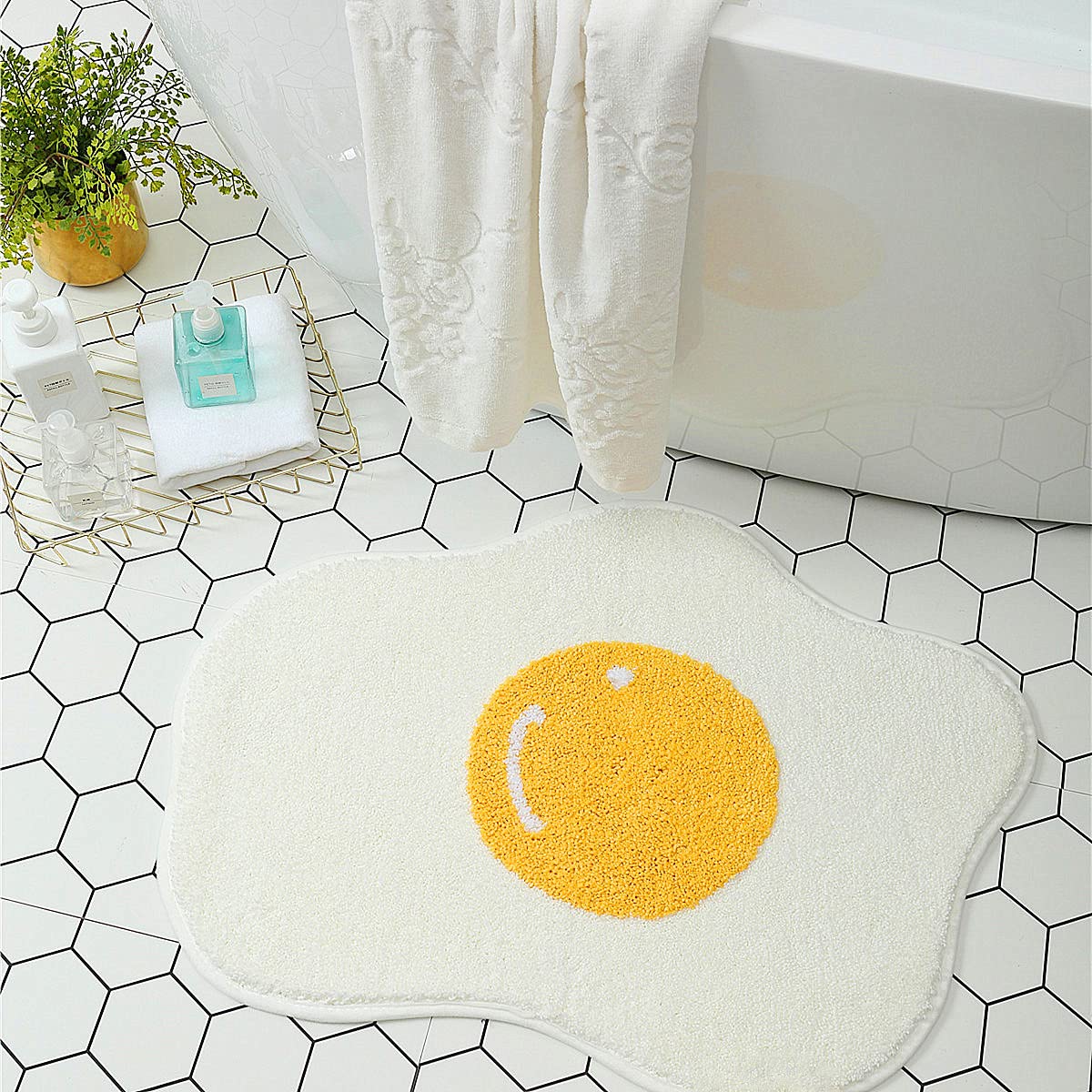 Tapete De Banheiro Ukeler Soft Cute Egg Shape Bath Mat 75x55cm