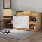 Cama Solteiro Multifuncional Para Colchão 188 X 78cm Com 2 Portas E Escrivaninha Multimóveis Mp4234 Rustic Branco