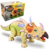 Dinossauro Elétrico Tricerátops Com Movimento Som E Luz Leds