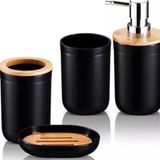 Kit 6 Peças Para Lavabo Banheiro Moderno Bambu Plástico Abs