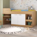 Cama Solteiro Multifuncional Para Colchão 188 X 78cm Com 2 Portas E Escrivaninha Multimóveis Mp4230 Rustic Branco