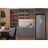 Cozinha Completa 6 Peças Bella 2 Aéreos 1 Balcão Cristaleira 2 Complementos C6p51 Nogal Cinza