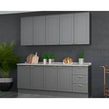 Cozinha Completa 6 Peças Americana 2 Aéreos 2 Balcões 2 Complementos Cz152 Cinza