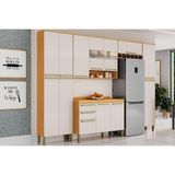 Cozinha Completa 5 Peças Nápoli Prime 2 Aéreos 1 Balcão 2 Paneleiros C5p04 Amendoa Off White Ronipa
