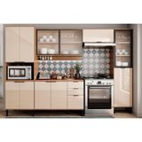 Cozinha Completa 5 Peças Alpha 2 Aéreos 1 Balcão 1 Paneleiro 1 Torre Quente C5p69 Freijó Off White
