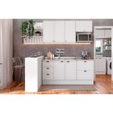 Cozinha Completa 6 Peças Bella 2 Aéreos 2 Balcões 1 Ilha 1 Complemento C6p56 Branco