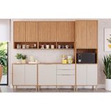 Cozinha Completa 5 Peças Divina 2 Aéreos 2 Balcões 1 Paneleiro Cz001 Freijó Off White