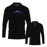 Camiseta Esportiva Com Capuz Spectral Line Água Viva Fishing Pesca Fps50+ Preta