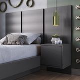 Cabeceira Para Cama De Solteiro Com Mesa De Cabeceira Zurique Grafite