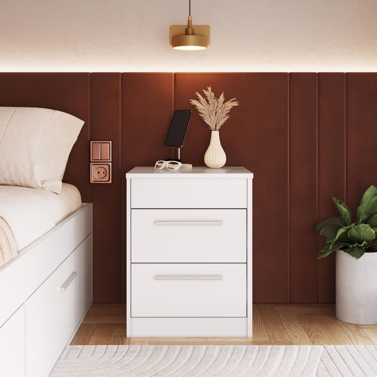 Mesa De Cabeceira Com Compartimento Oculto Lock Branco