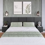 Cabeceira Para Cama De Casal Com Mesas De Cabeceira Zurique Grafite