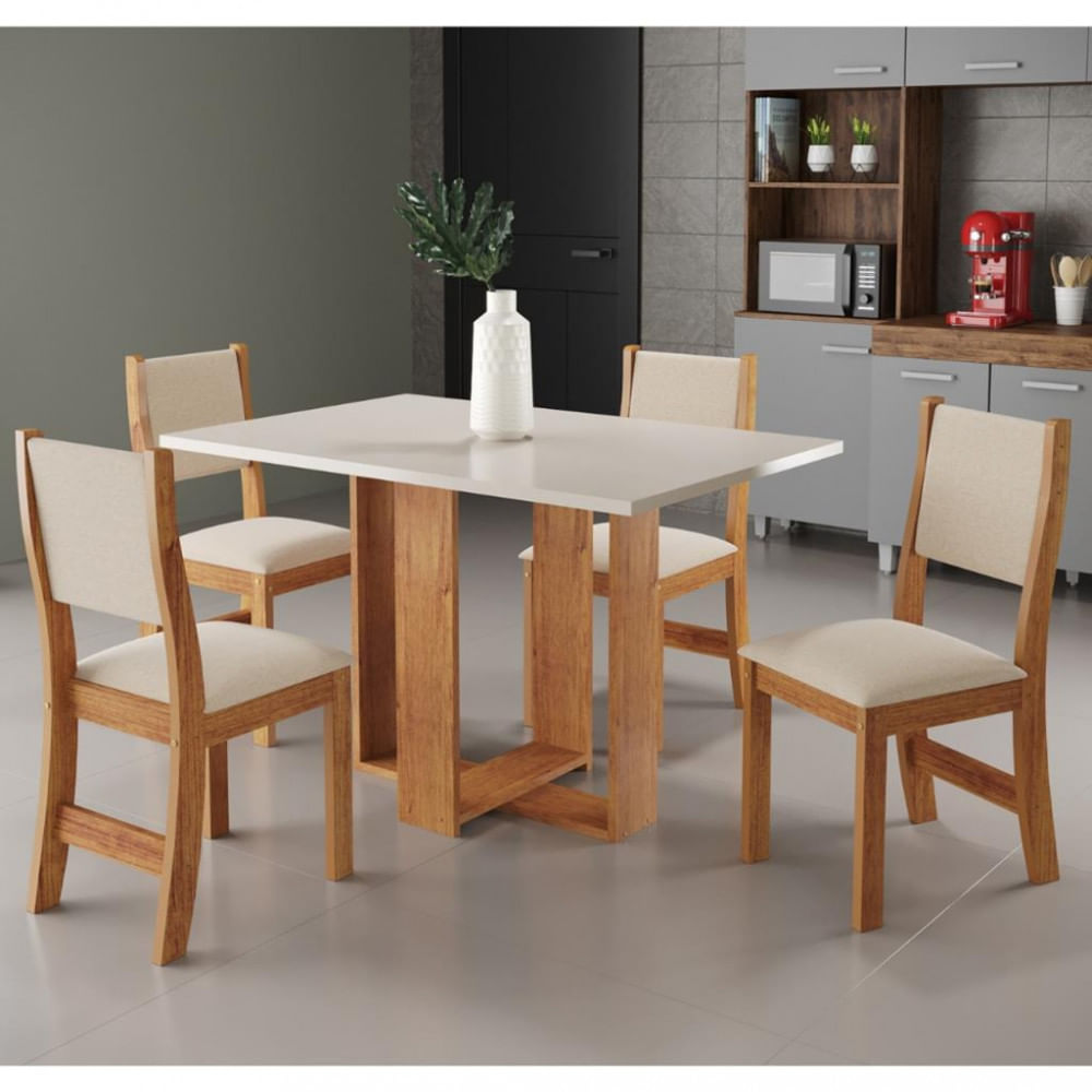 Conjunto Sala De Jantar Mesa Palácio 4 Cadeiras Sol Viero