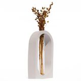Vaso Decorativo Solitário Janela 16,5cm Artesanal Em Cimento Cinza
