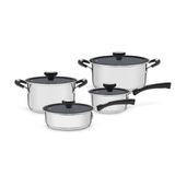 Jogo De Panelas Tramontina Solar Ceramic Em Aço Inox Fundo Triplo Grafite 4 Peças