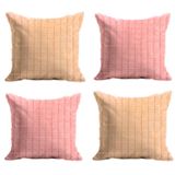 Jogo De Capas De Almofada Em Microfibra 42cm X 42cm Felpudo 4 Peças - Rio Home Bege E Rosa