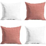 Jogo De Capas De Almofada Em Microfibra Zaha 45cm X 45cm 4 Peças - Rio Home Branco E Rosa