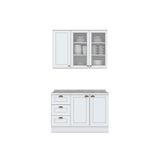Cozinha Modulada Completa Americana 3 Peças 1 Aéreo + 1 Balcão + Complemento Cz125 Branco