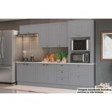 Cozinha Modulada Completa Americana 7 Peças 2 Aéreos + 2 Balcões+ 1 Paneleiro + 2 Complementos Cz145 Cinza