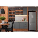 Cozinha Modulada Completa Bella 6 Peças 2 Aéreos + 1 Balcão+ Cristaleira + 2 Complementos C6p77 Nogal Cinza