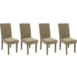Cadeira De Cozinha 2cad131fr Kit 4 Un Freijó Suede Deluxe Bege