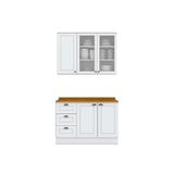 Cozinha Modulada Completa Americana 3 Peças 1 Aéreo + 1 Balcão + Complemento Cz126 Branco