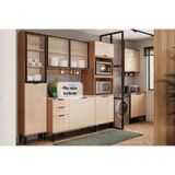 Cozinha Modulada Completa Alpha 6 Peças 2 Aéreos + 2 Balcões+ 1 Paneleiro + 1 Torre Quente C6p79 Freijó Off White