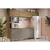 Cozinha Modulada Completa Cb812 4 Peças 2 Aéreos + 1 Balcão + 1 Paneleiro Nogueira Fendi