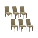 Cadeira De Cozinha 2cad131fr Kit 6 Un Freijó Suede Deluxe Bege