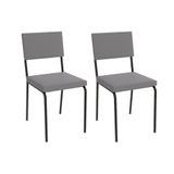 Cadeira De Cozinha Zaria 2c128 Aço Kit 2 Uni Preto Suede Cinza
