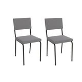 Cadeira De Cozinha Zaria 2c128 Aço Kit 2 Uni Preto Suede Cinza