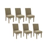 Cadeira De Cozinha 2cad133fr Kit 6 Un Freijó Suede Deluxe Bege
