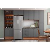 Cozinha Modulada Completa Bella 5 Peças 2 Aéreos + 1 Balcão+ Cristaleira + 1 Paneleiro C5p202 Nogal Cinza