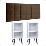 Kit 2 Mesinhas Lateral Charme Nicho Branco Cabeceira Suspensa Bia 1,60 Cama Queen Decoração Quarto Casal Marrom Suede - Lojas Rpm