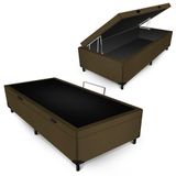 Box Baú Max Ultra Suede Marrom Solteiro Americano 96x203x42cm
