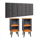 Kit 2 Mesinhas Lateral Charme Nicho Cinza/cinamomo Cabeceira Suspensa Bia 1,60 Cama Queen Decoração Quarto Casal Suede - Lojas Rpm