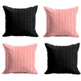 Jogo De Capas De Almofada Em Microfibra 42cm X 42cm Felpudo 4 Peças - Rio Home Preto E Rosa