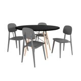 Conjunto Mesa De Jantar Redonda Eiffel Preta 100cm Com 4 Cadeiras Itália - Cinza