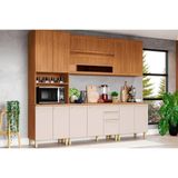 Cozinha Modulada Completa Requinte 7 Peças 2 Aéreos + 2 Balcões + 1 Paneleiro + 2 Complementos Cz106 Nature Nature Areia