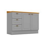Gabinete De Cozinha Modulado Balcão Para Pia Com Tampo Americana Com 2 Portas E 3 Gavetas 120cm Cinza