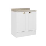 Gabinete De Cozinha Modulado Balcão Com Tampo Bella 2609 Com 2 Portas 80cm Branco