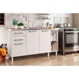 Gabinete De Cozinha Modulado Balcão Star New 3 Portas E 2 Gavetas Sem Tampo 150cm Branco Telasul