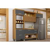 Cozinha Modulada Completa Princesa 3 Peças 1 Aéreo + Balcão + 1 Paneleiro C6p63 Freijó Grafite