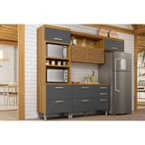 Cozinha Modulada Completa Princesa 3 Peças 1 Aéreo + Balcão + 1 Paneleiro C6p62 Freijó Grafite