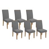 Cadeira De Cozinha 2cad142fr Kit 6 Un Freijó Linho Cinza A056
